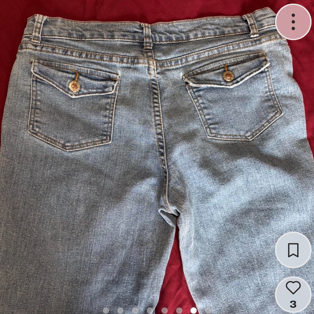 French Toast y2k embroidered low rise flare jeans, star / heart / flower graphic - Picture 7 of 8